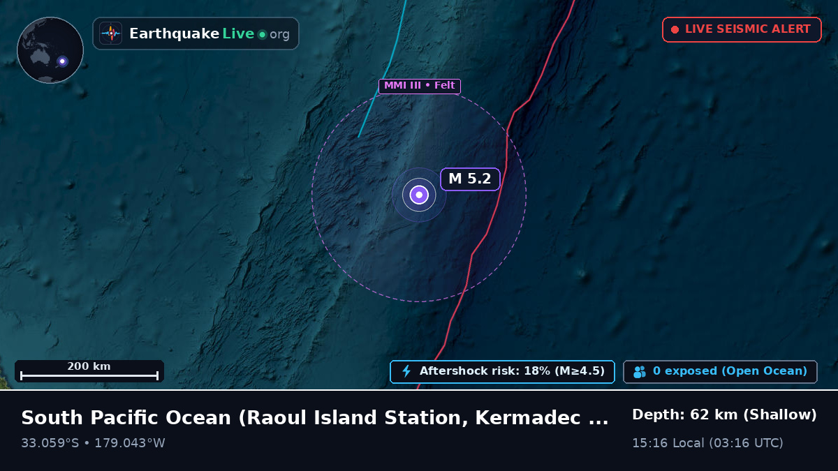 South Pacific Ocean (Kermadec Islands)