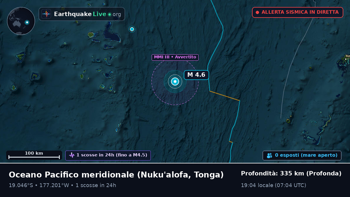 Oceano Pacifico meridionale (Tonga)