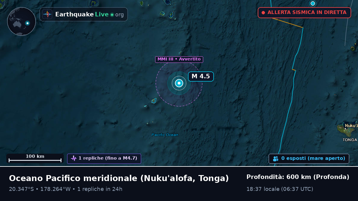 Oceano Pacifico meridionale (Tonga)