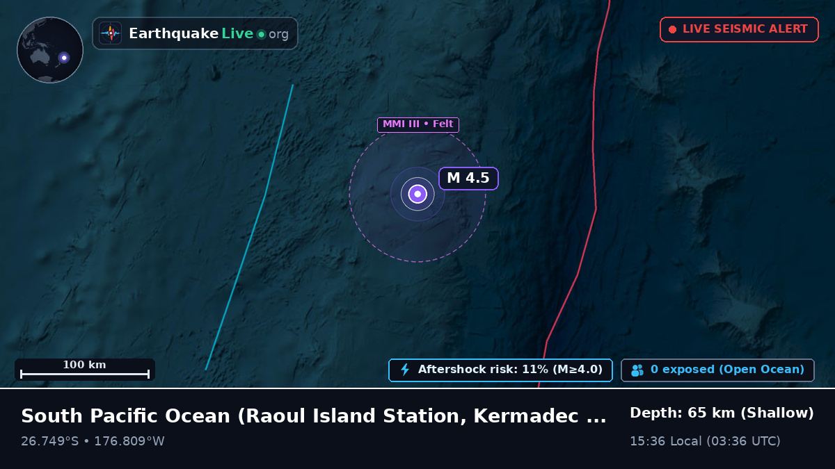 South Pacific Ocean (Kermadec Islands)