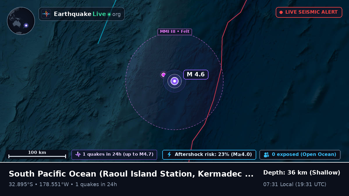 South Pacific Ocean (Kermadec Islands)