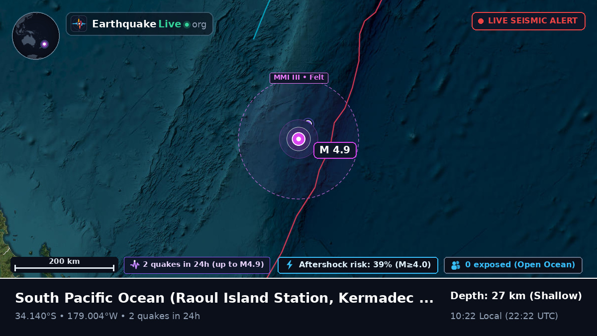South Pacific Ocean (Kermadec Islands)