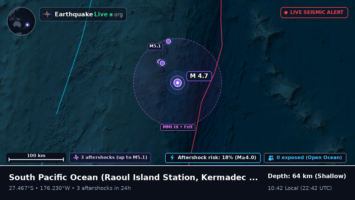 South Pacific Ocean (Kermadec Islands)