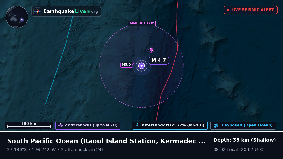 South Pacific Ocean (Kermadec Islands)