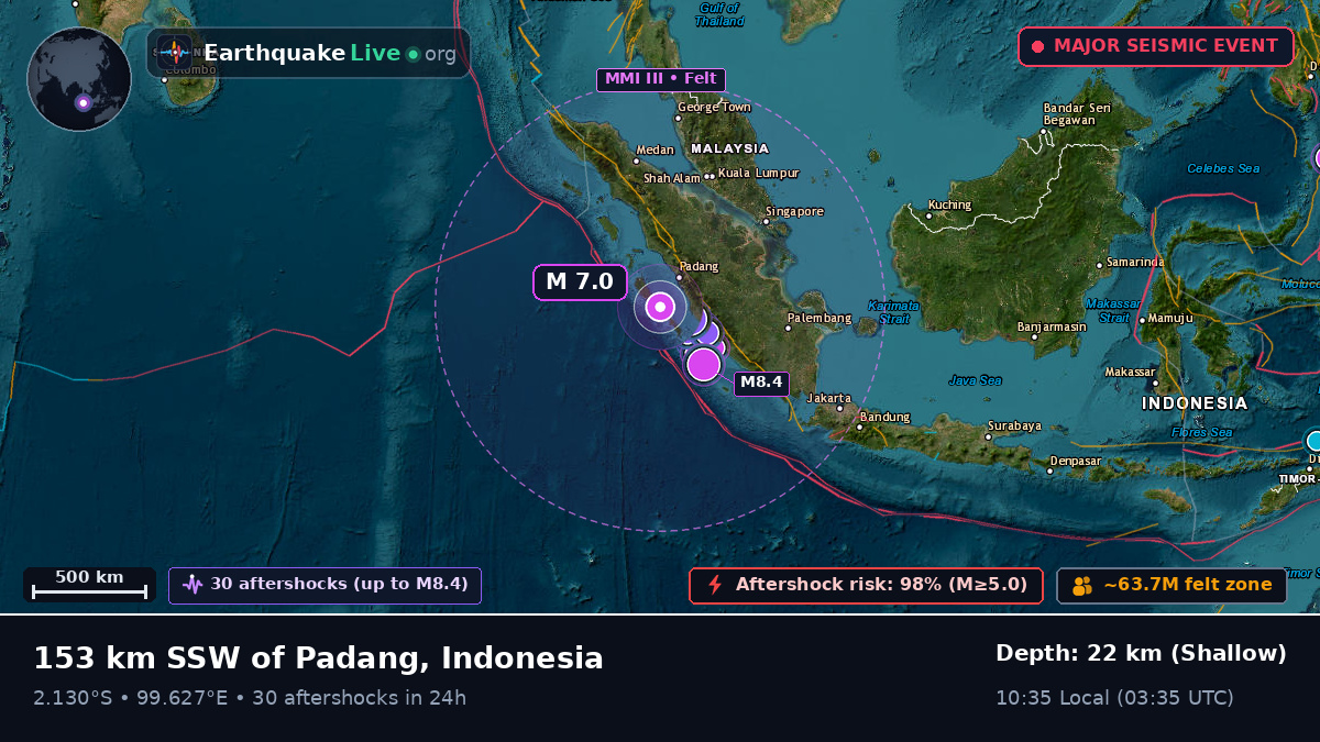 Off the coast of Padang, Indonesia