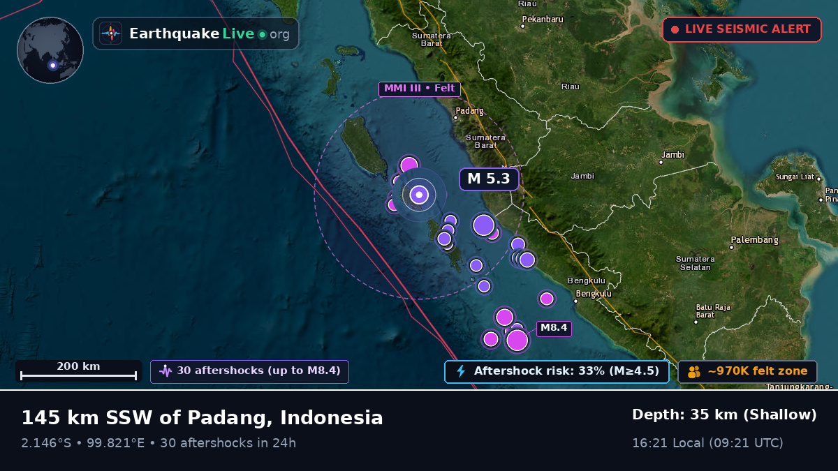 Off the coast of Padang, Indonesia