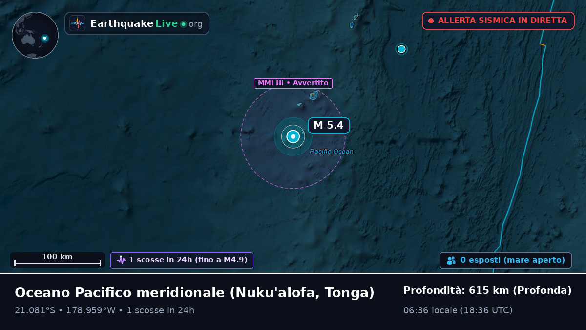 Oceano Pacifico meridionale (Tonga)