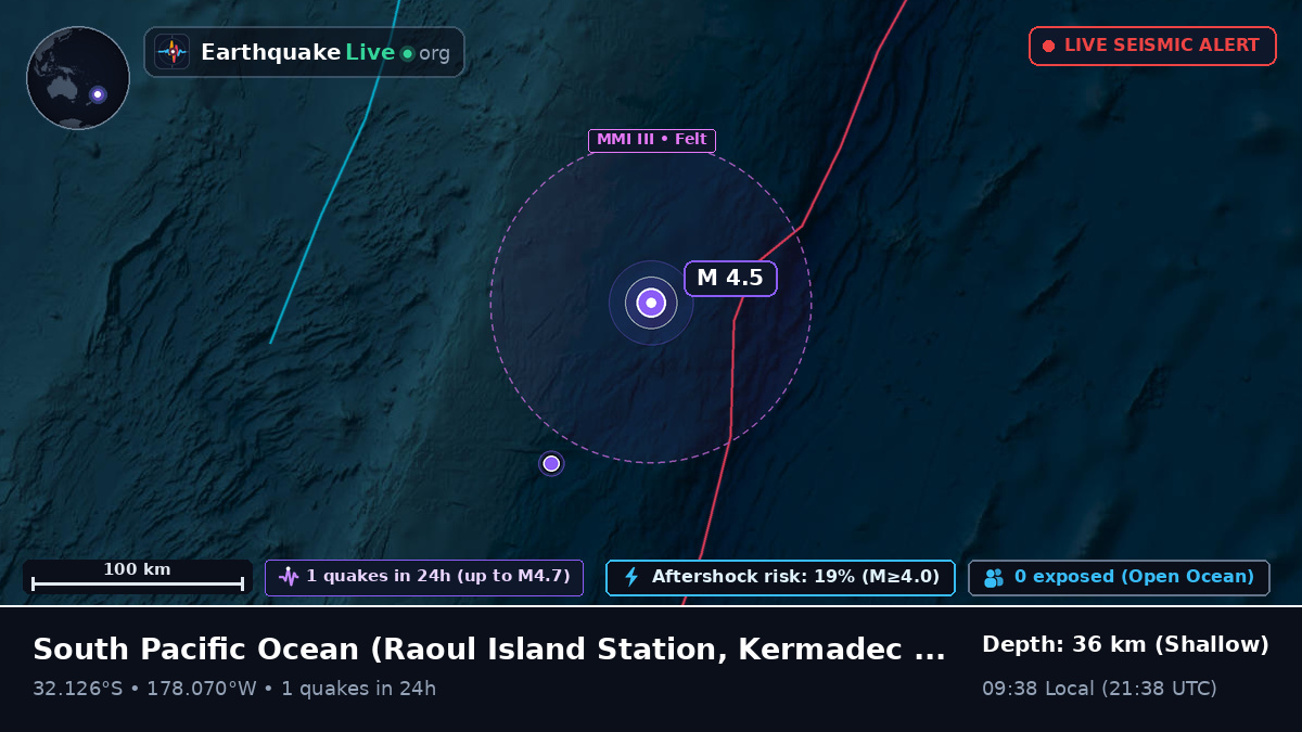 South Pacific Ocean (Kermadec Islands)