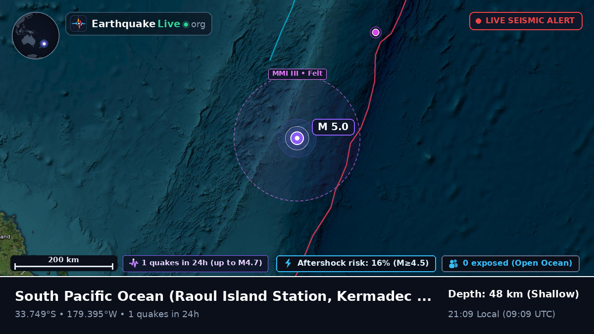 South Pacific Ocean (Kermadec Islands)