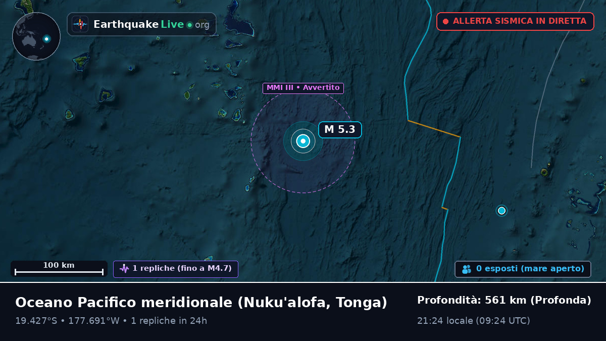 Oceano Pacifico meridionale (Tonga)