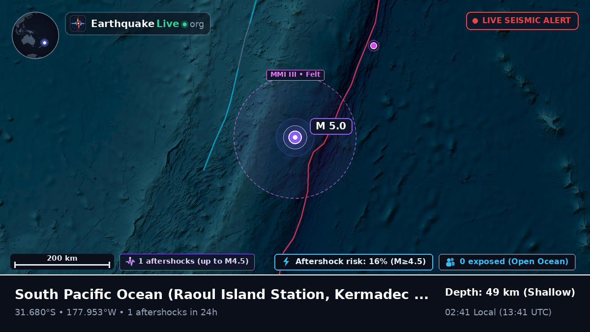 South Pacific Ocean (Kermadec Islands)