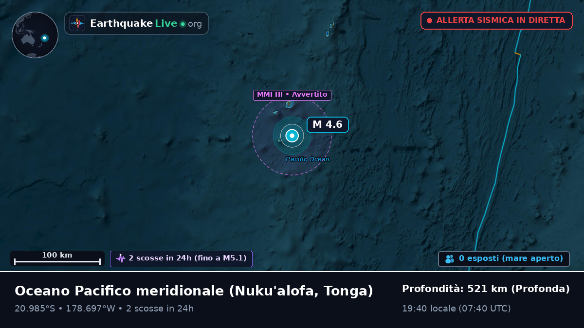 Oceano Pacifico meridionale (Tonga)