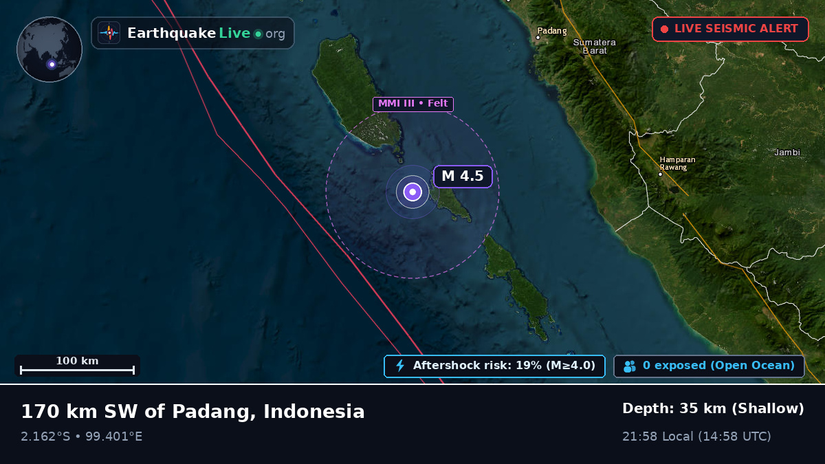Off the coast of Padang, Indonesia