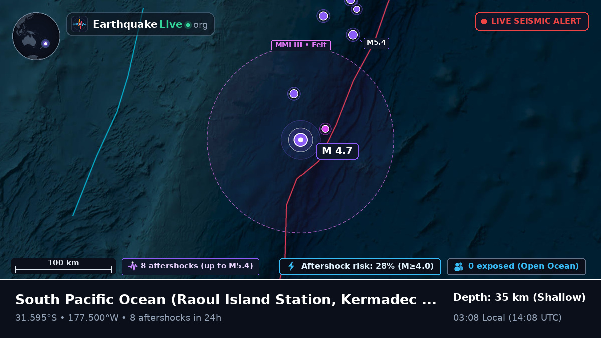 South Pacific Ocean (Kermadec Islands)