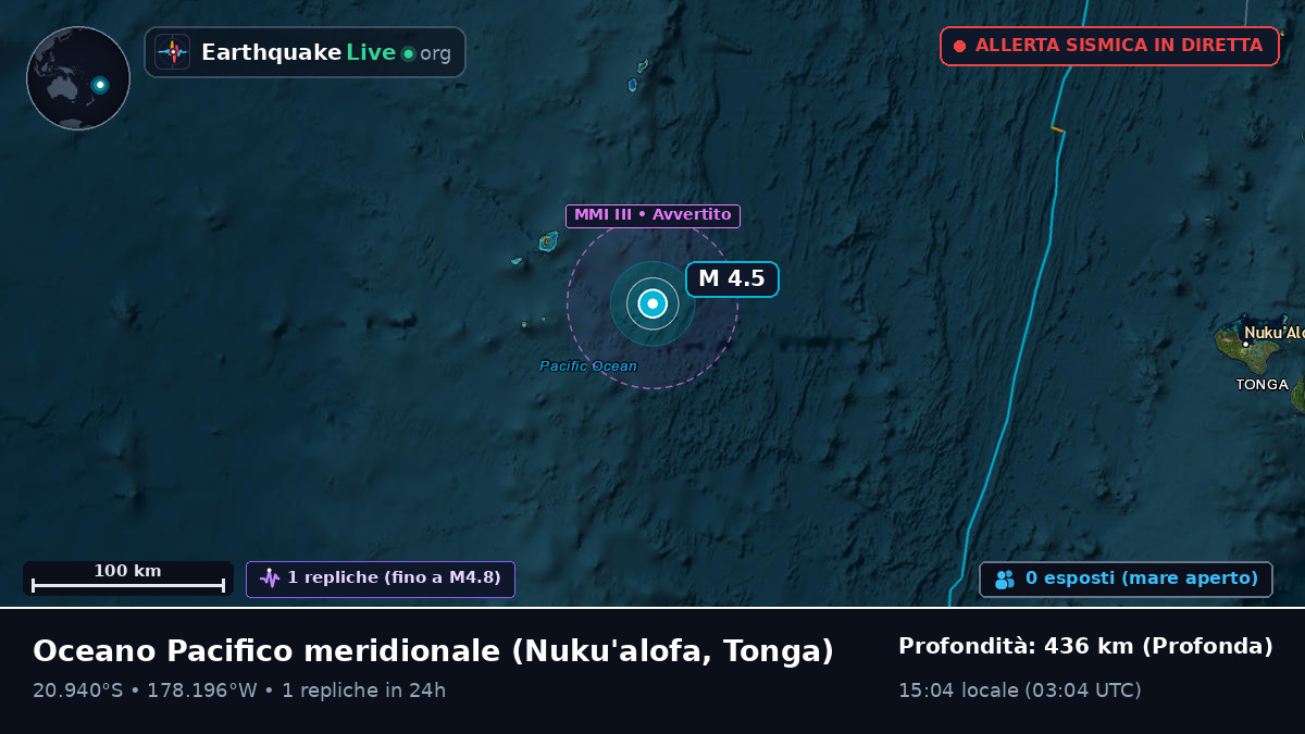 Oceano Pacifico meridionale (Tonga)