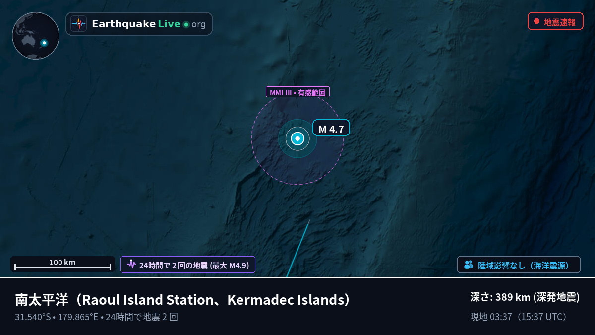 南太平洋 (Kermadec Islands)
