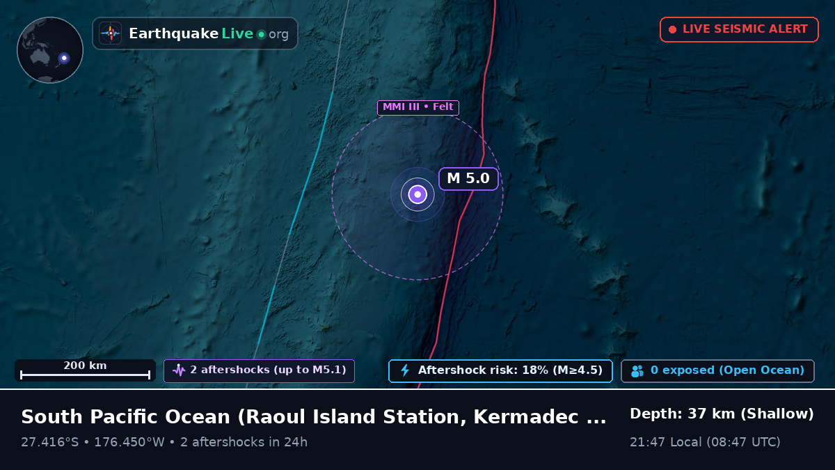 South Pacific Ocean (Kermadec Islands)