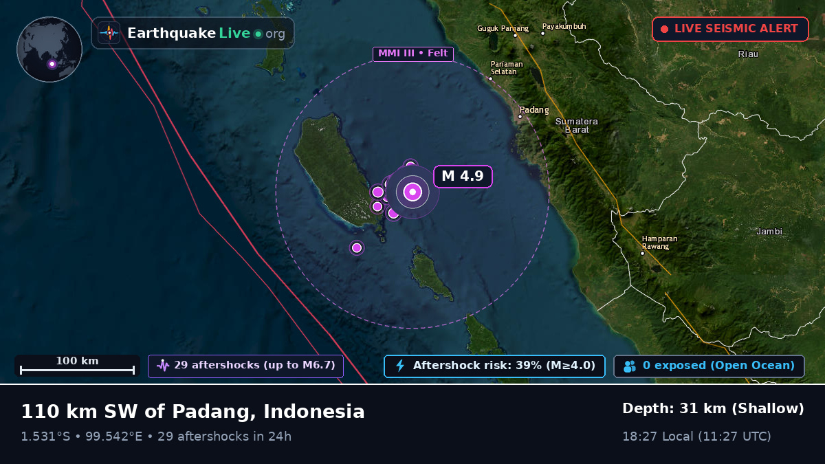 Off the coast of Padang, Indonesia