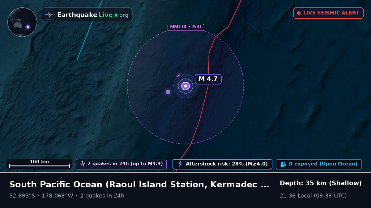 South Pacific Ocean (Kermadec Islands)