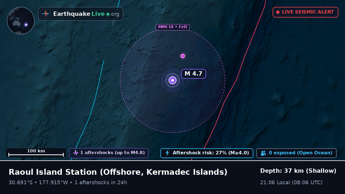 Off the coast of Raoul Island Station, Kermadec Islands