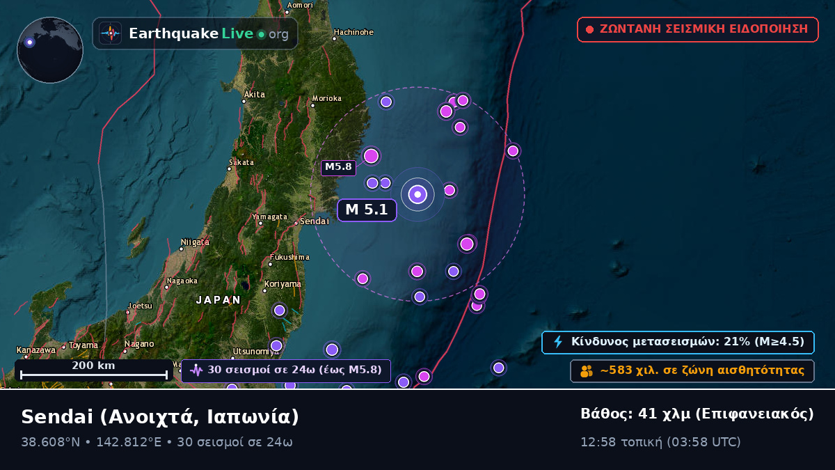 Ανοιχτά των ακτών Sendai, Ιαπωνία