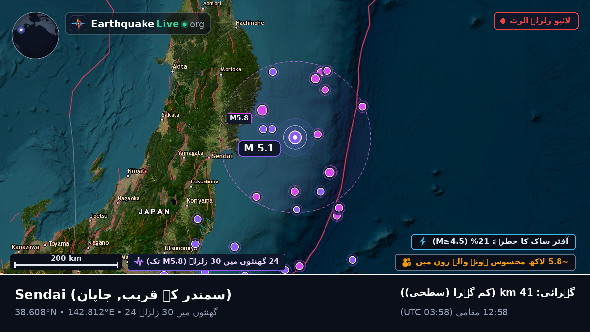 Sendai کے ساحل کے قریب، جاپان