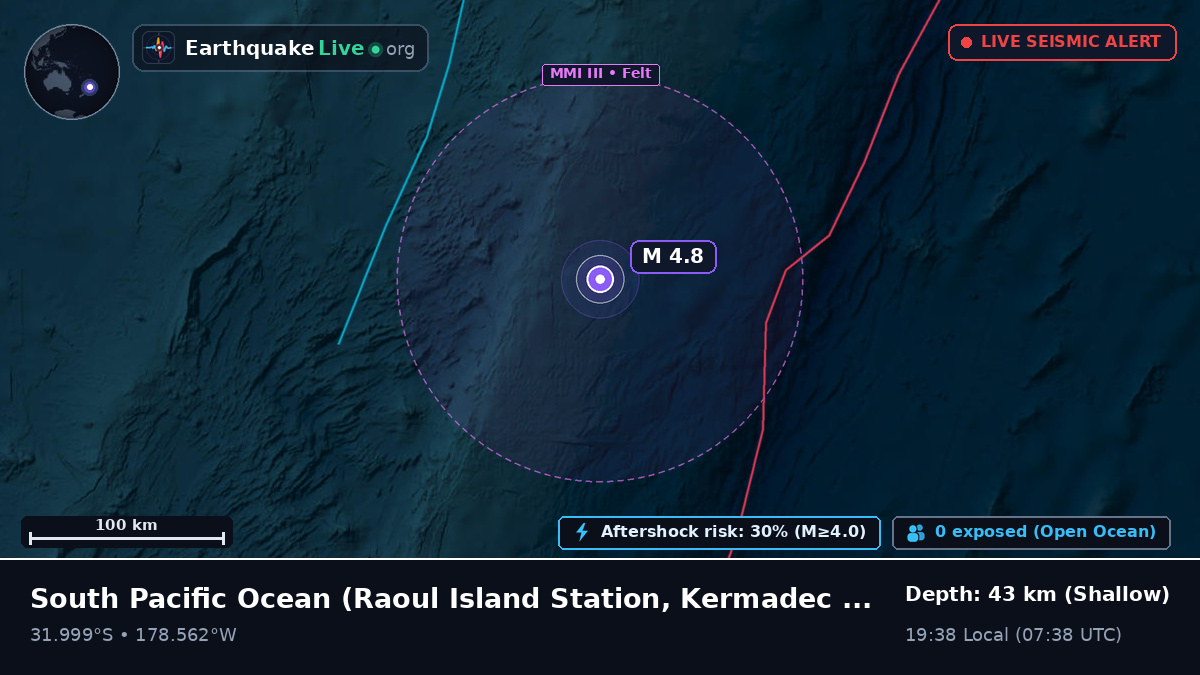 South Pacific Ocean (Kermadec Islands)