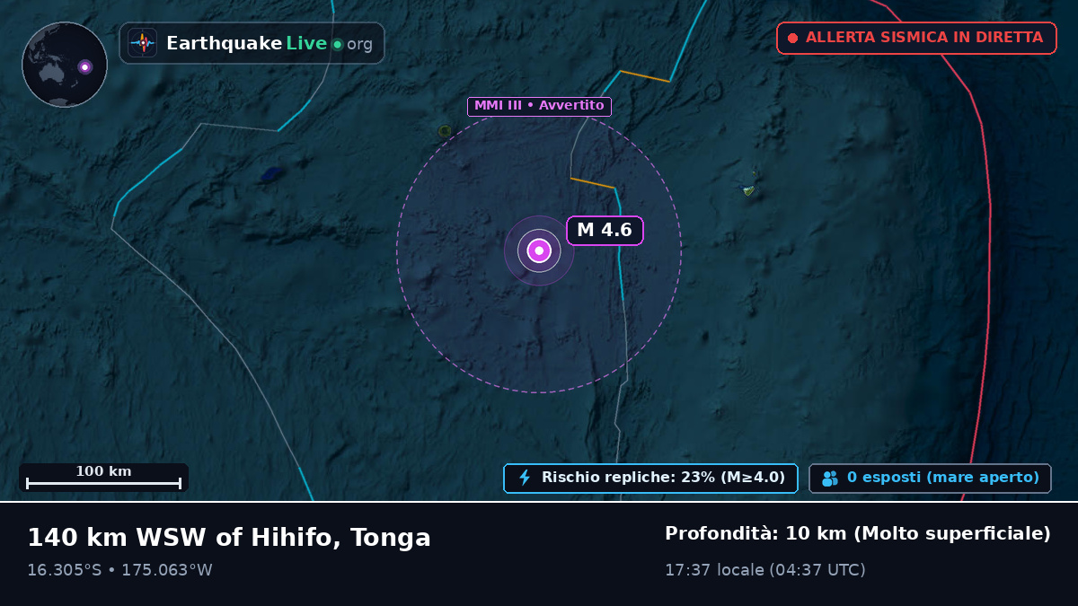 Oceano Pacifico meridionale (Tonga)
