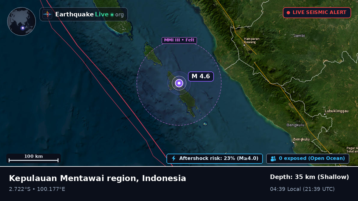 Off the coast of Padang, Indonesia