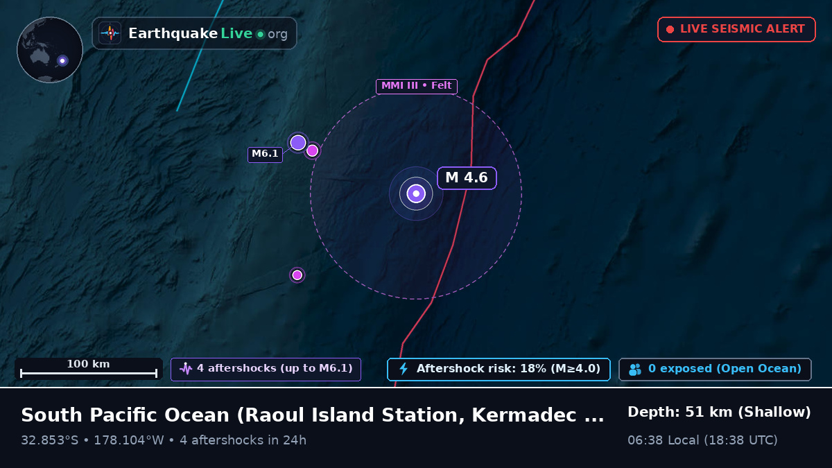 South Pacific Ocean (Kermadec Islands)