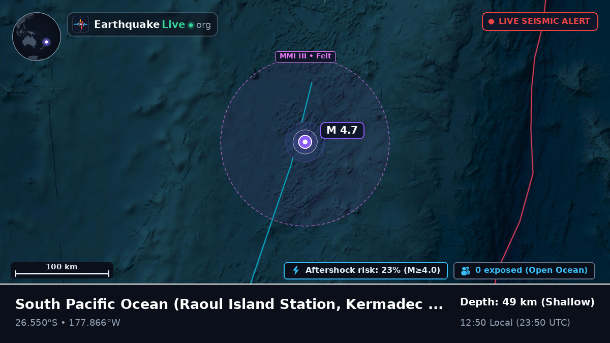 South Pacific Ocean (Kermadec Islands)