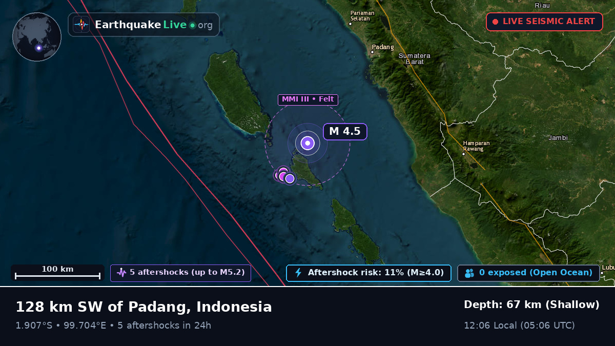 Off the coast of Padang, Indonesia