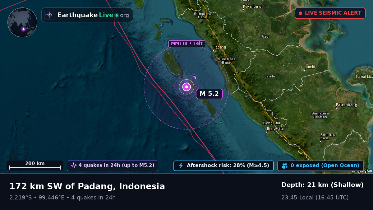 Off the coast of Padang, Indonesia
