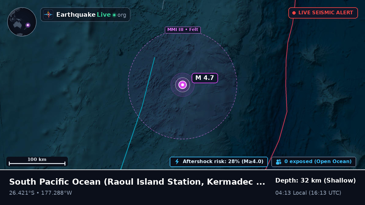 South Pacific Ocean (Kermadec Islands)