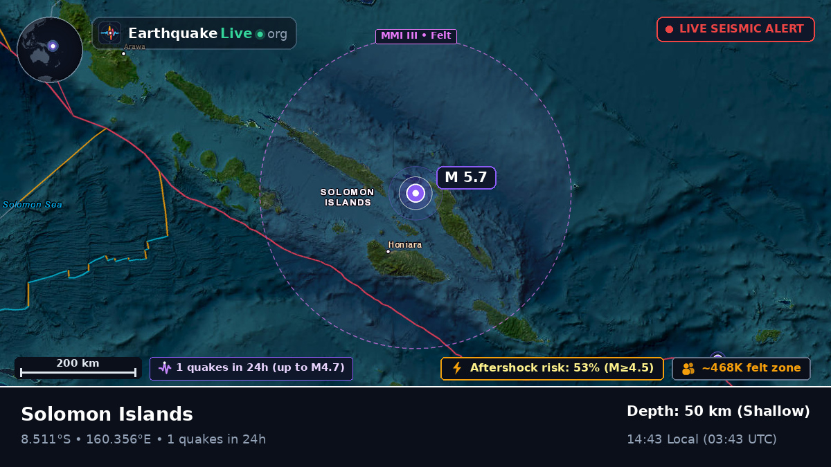 Off the coast of Honiara, Solomon Islands