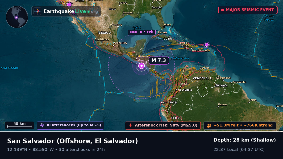 Off the coast of San Salvador, El Salvador