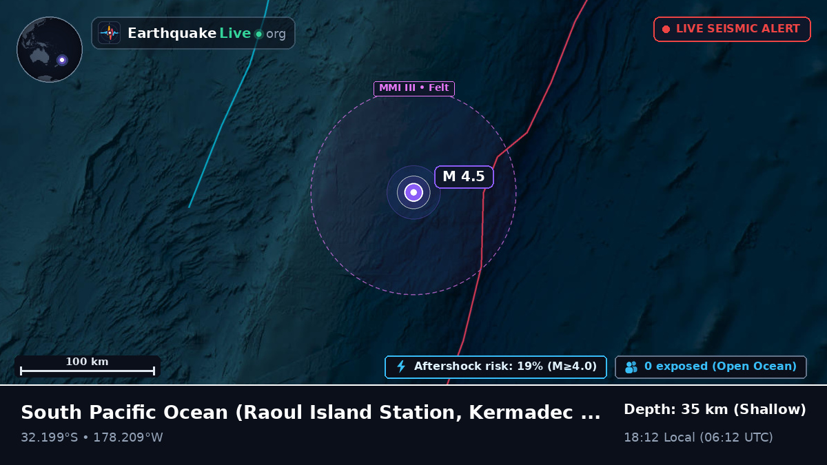 South Pacific Ocean (Kermadec Islands)