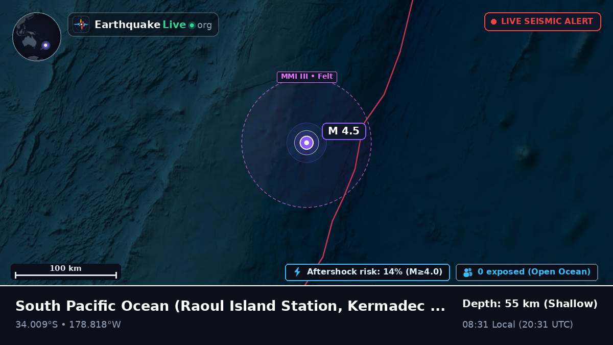 South Pacific Ocean (Kermadec Islands)